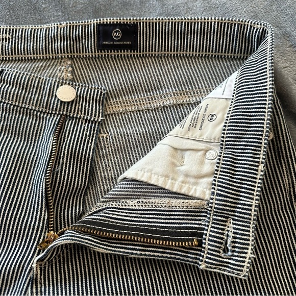 AG Adriana Goldschmeid Navy Blue & White The Prima Striped Cigarette Leg Jeans - Picture 8 of 14